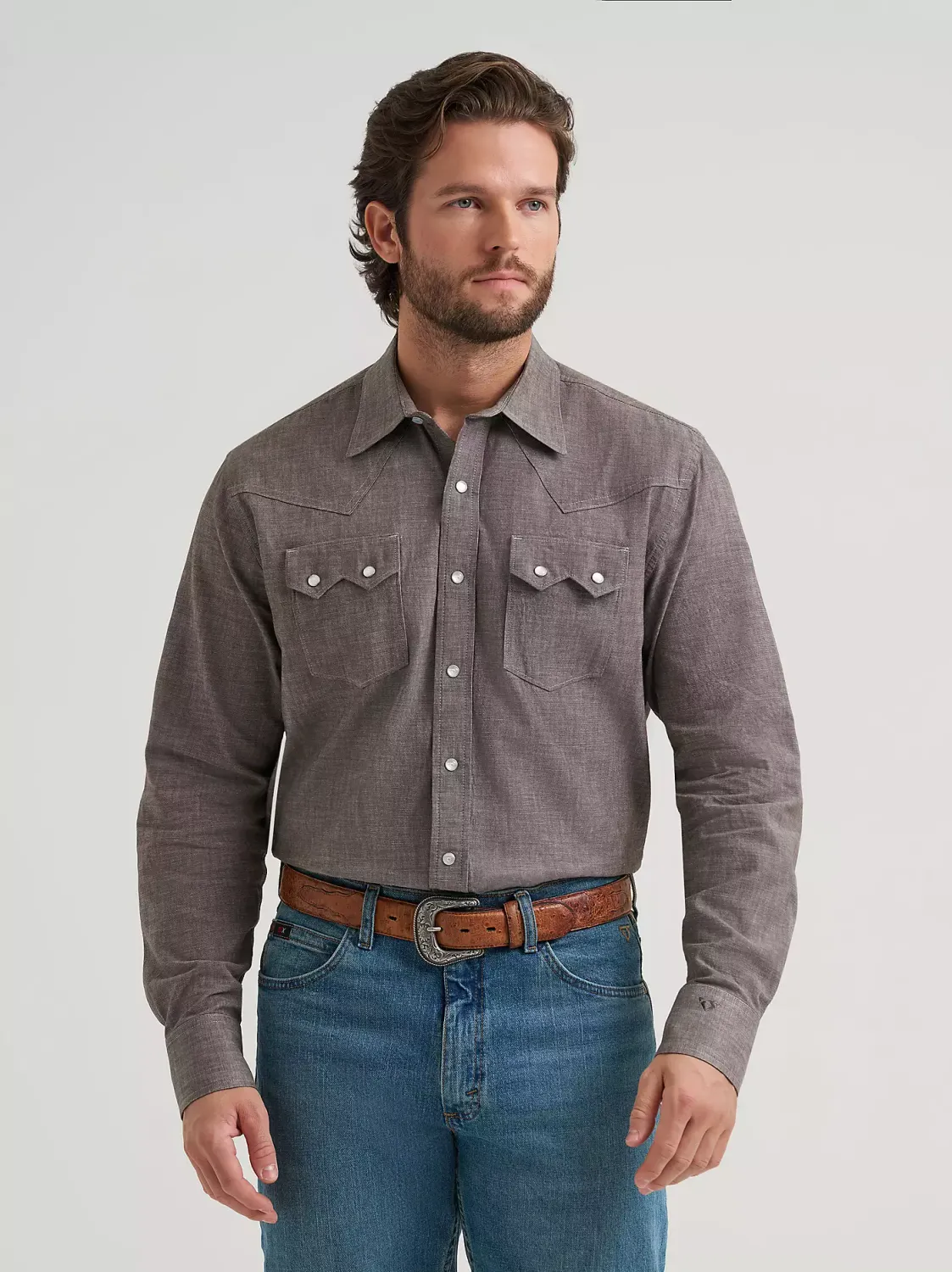 Wrangler® X Cody Johnson Long Sleeve Shirt - Classic Fit - Snaps - Grey
