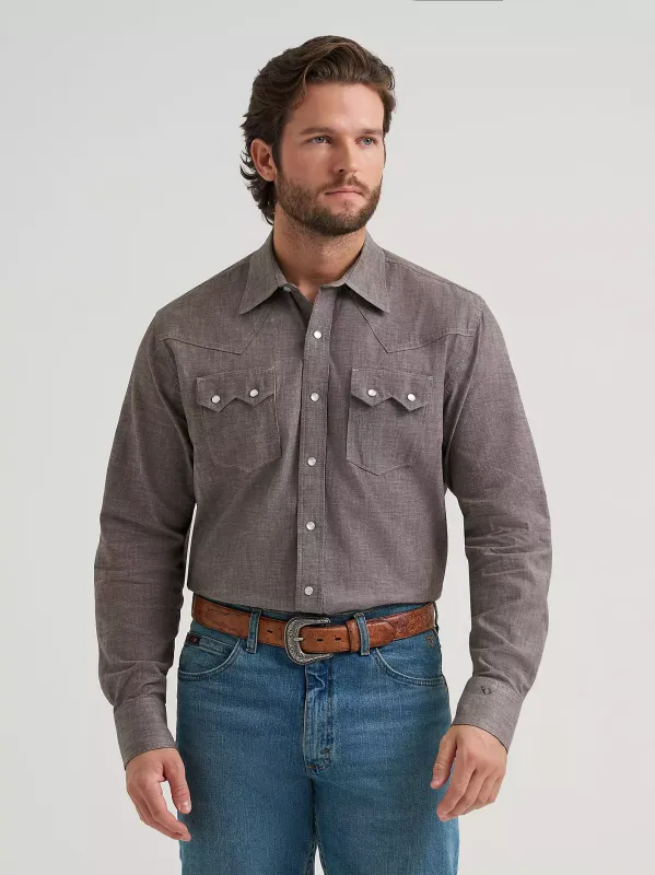 Wrangler® X Cody Johnson Long Sleeve Shirt - Classic Fit - Snaps - Grey