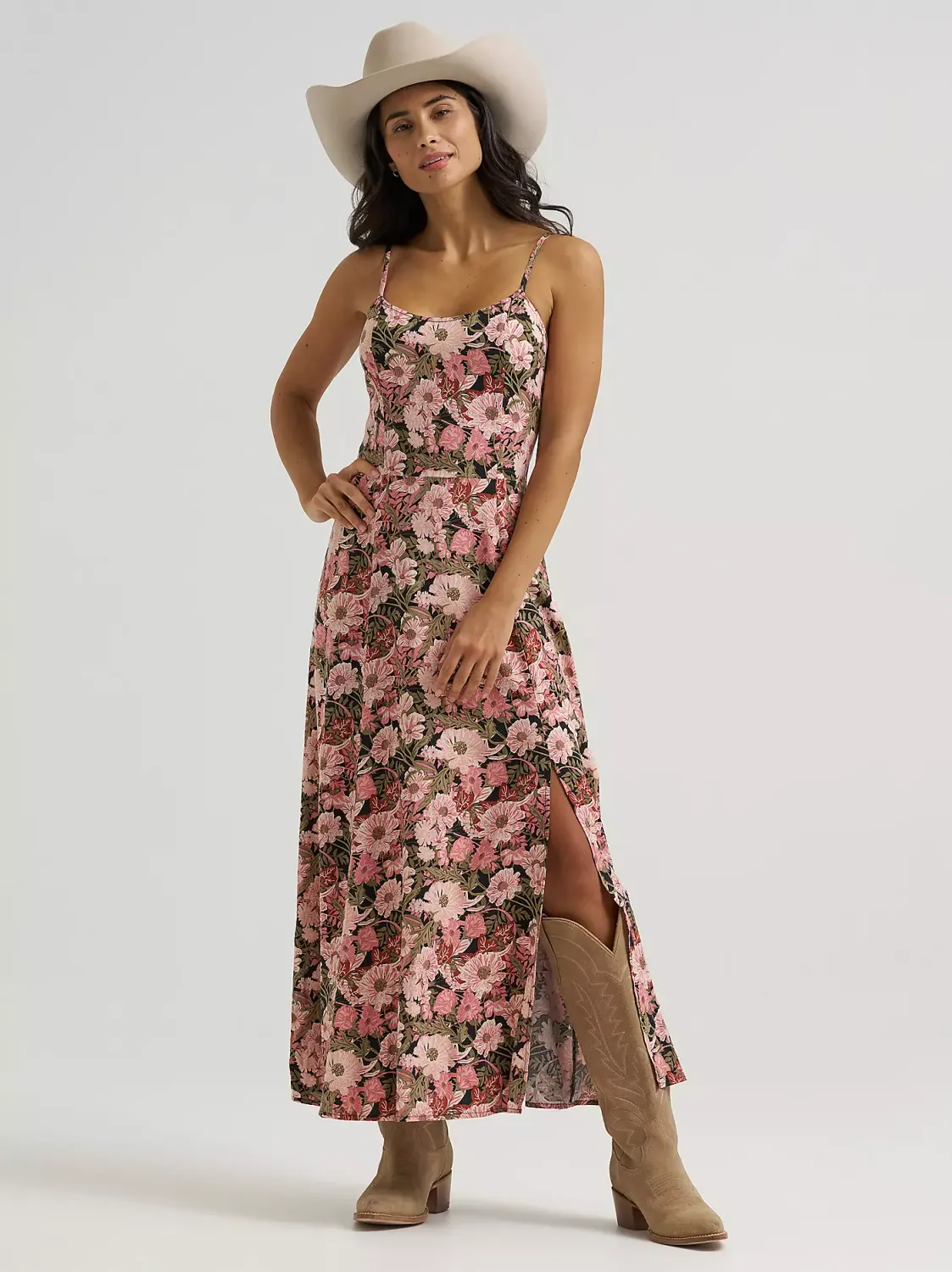 Western Tank Maxi Dress - Pink Floral