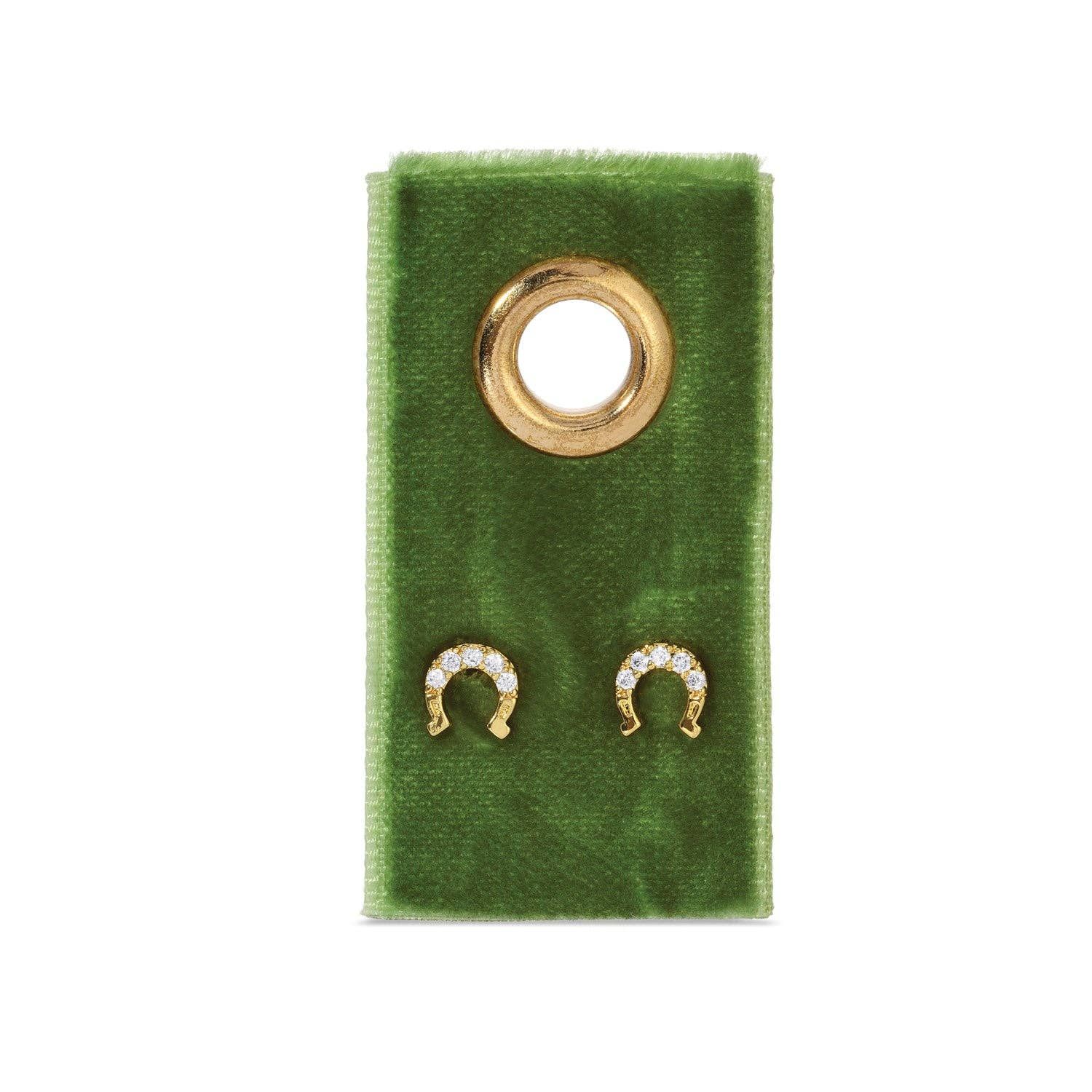 Horseshoe Studs On Velvet Gift Tag: Gold