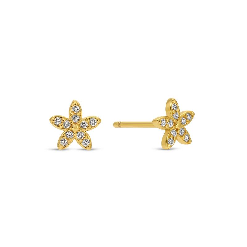 Pavé Flower Studs On Velvet Tag: Gold