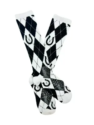 Lucky Argyle Black &amp; White Performance Boot Socks