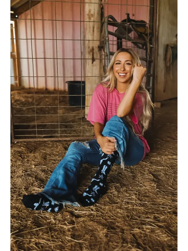 Get Western Black and White Performance Boot Socks