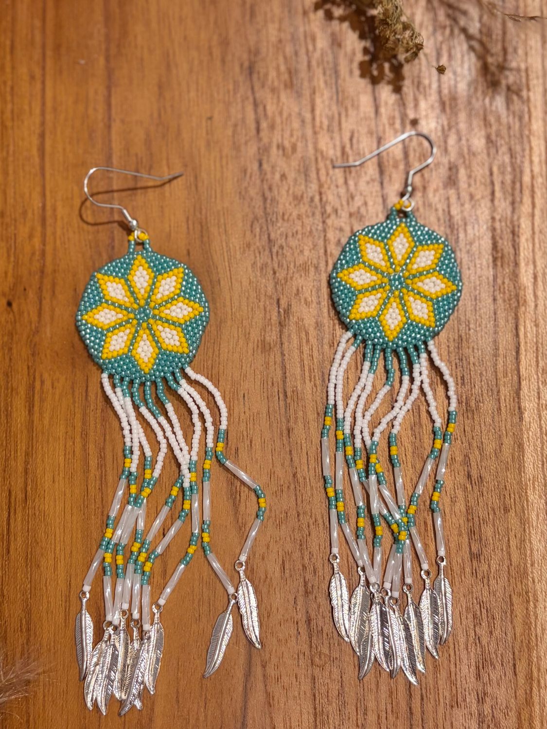 Dream Catcher Handcrafted Beaded Earrings No. 654 - Montana Creations