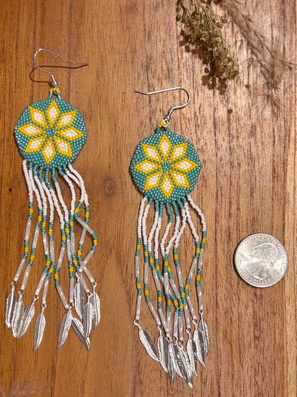 Dream Catcher Handcrafted Beaded Earrings No. 654 - Montana Creations