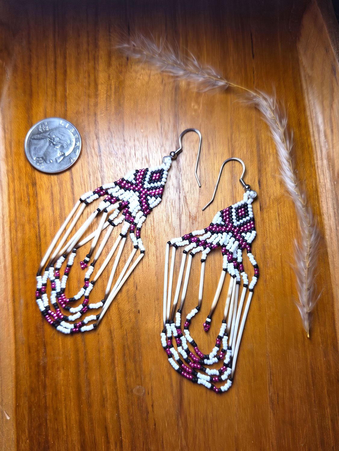 Handcrafted Porcupine Quill Beaded Earrings No. 918 - Montana Creations