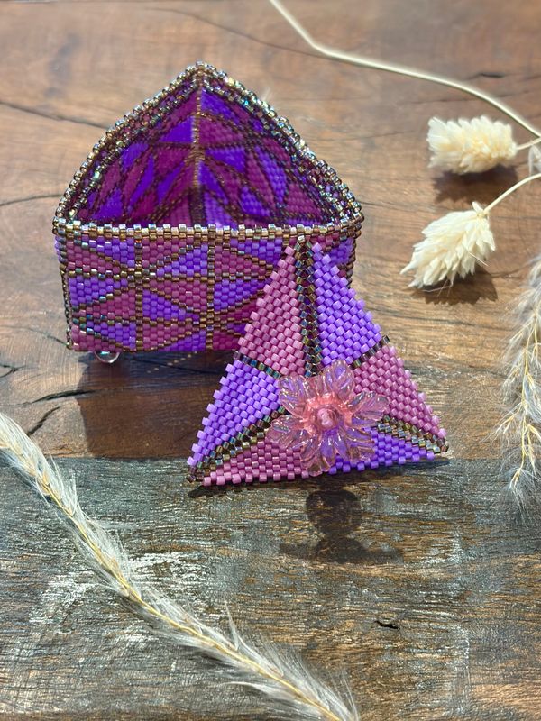 Mini Beaded Jewelry Box - Pink &amp; Purple - Montana Creations
