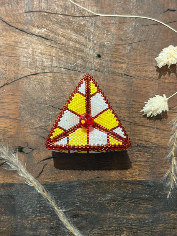 Mini Beaded Jewelry Box - Red &amp; Yellow  - Montana Creations