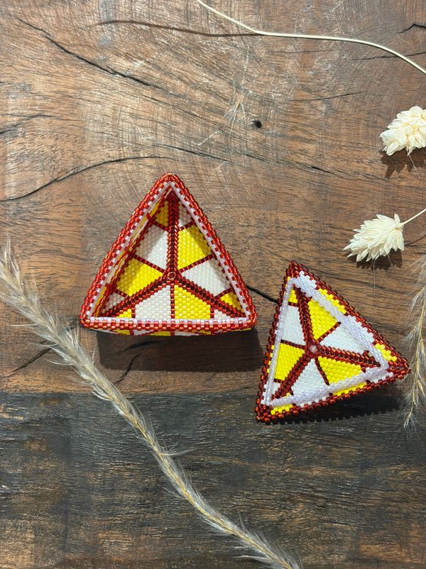 Mini Beaded Jewelry Box - Red &amp; Yellow  - Montana Creations
