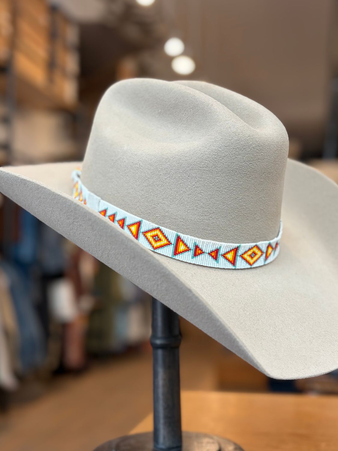 Beaded Hat Band - Teal, Red, Yellow - Montana Creations