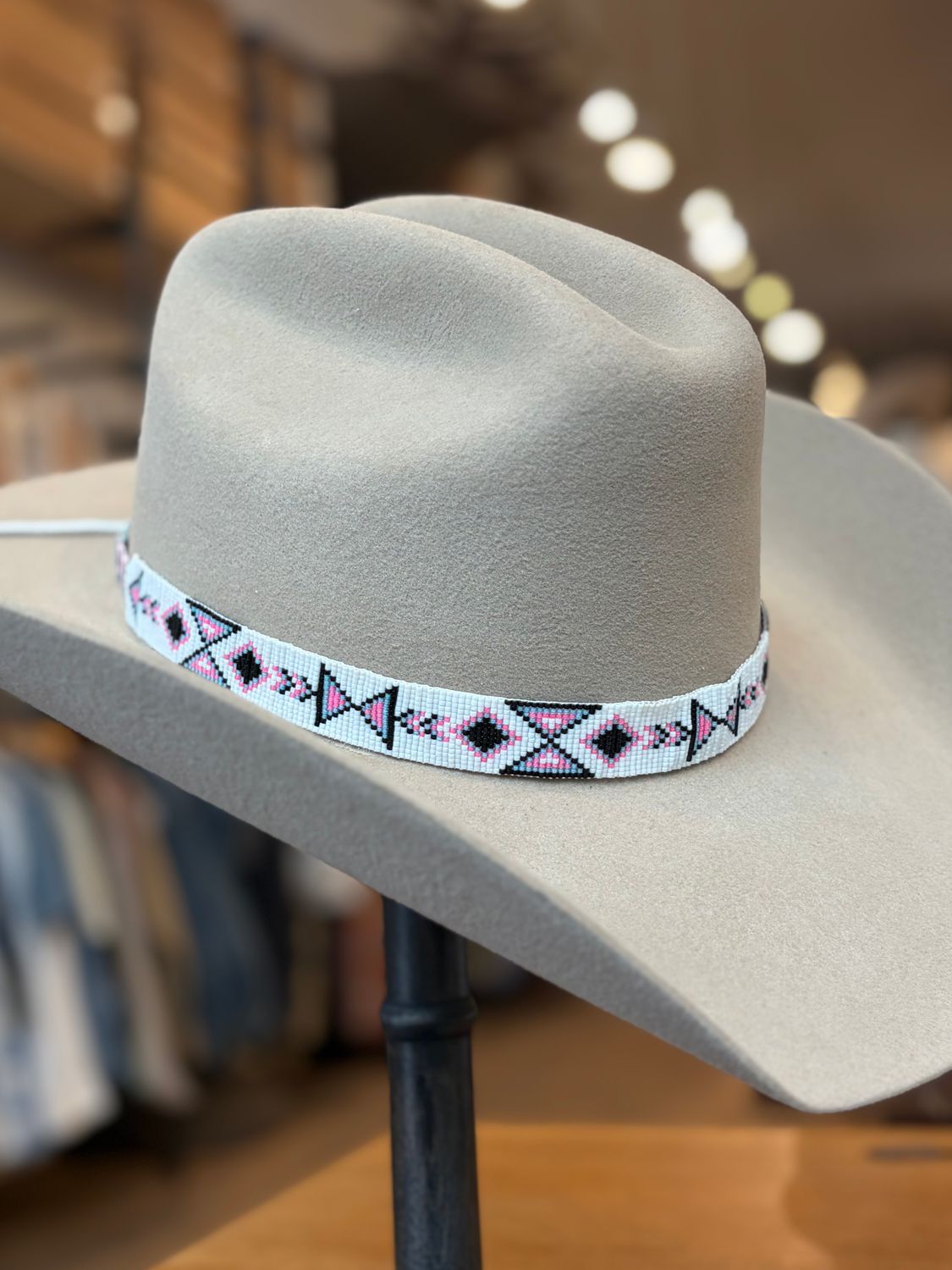 Beaded Hat Band - Pink, Blue, Black - Montana Creations