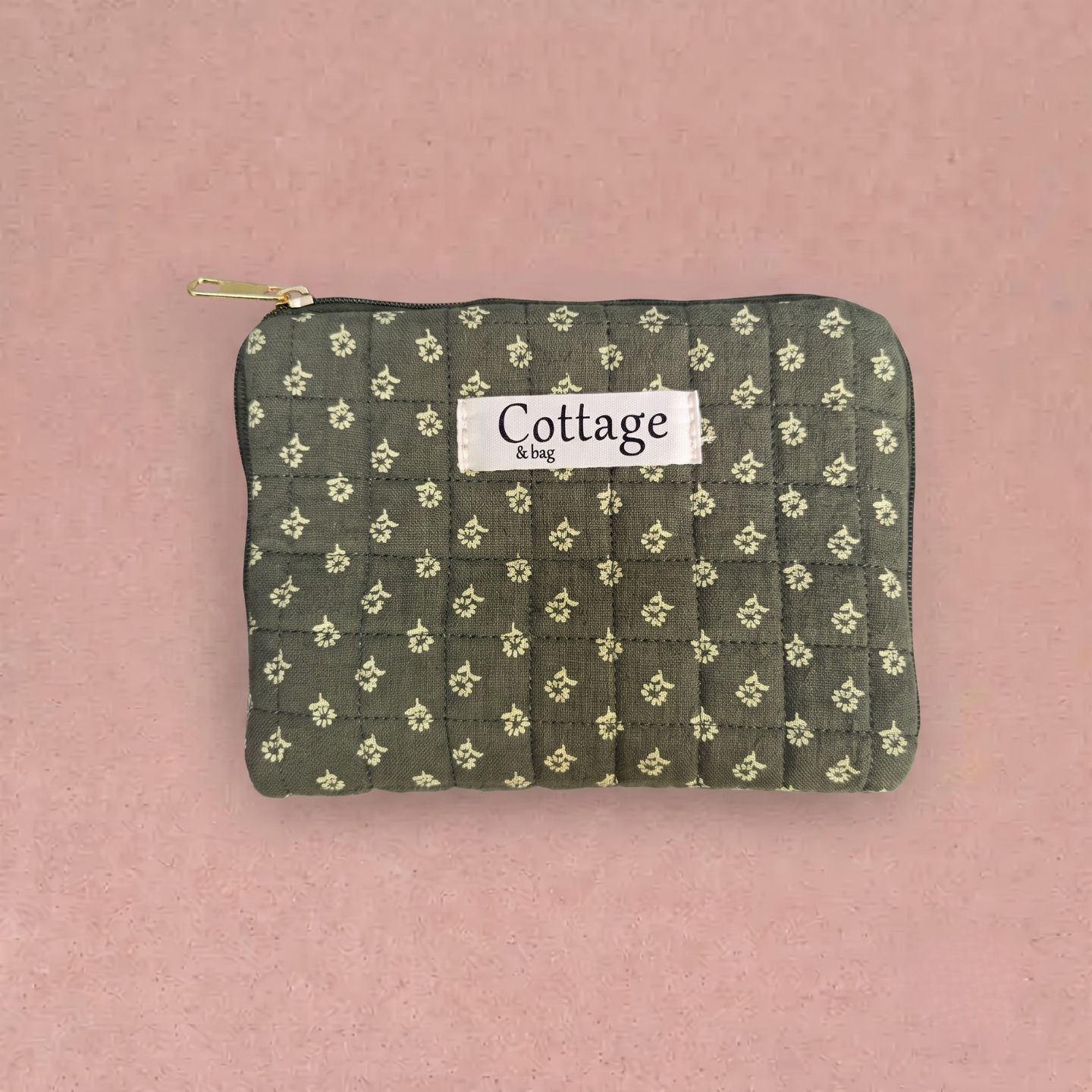 Cotton Jewelry Holder - Khaki Flower