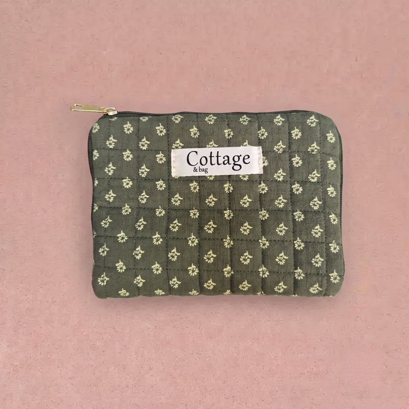 Cotton Jewelry Holder - Khaki Flower