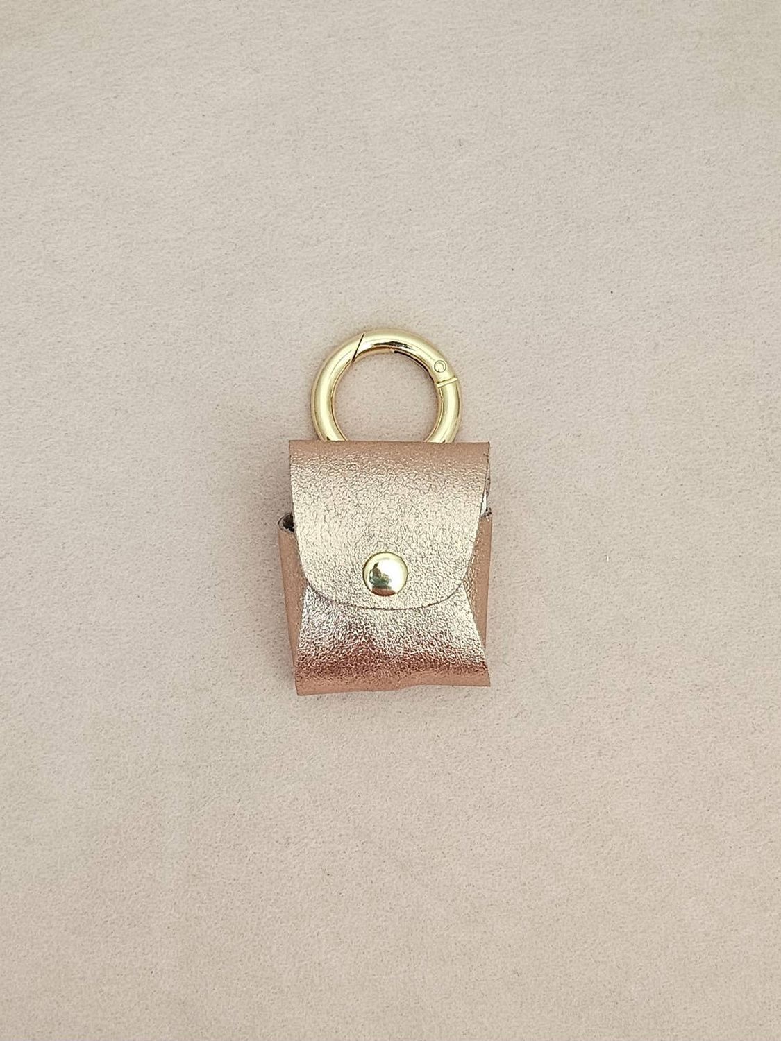 Leather Earbud holder Bag Charm - Nude