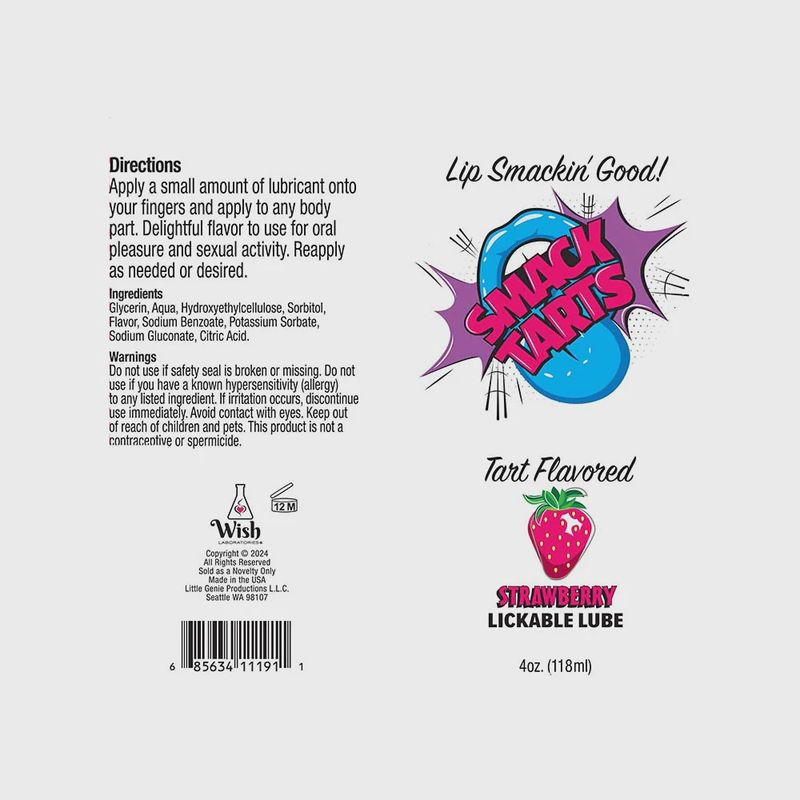 Smack Tarts Lickable Lube 4oz - Strawberry/Grape