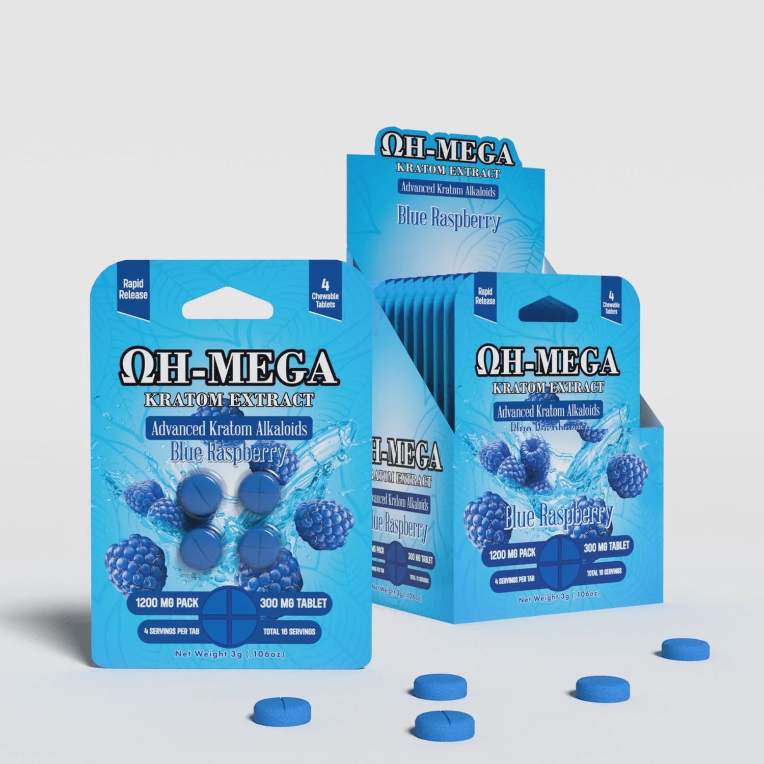 Ωh-Mega Kratom Extract 1200mg - Blue Raspberry
