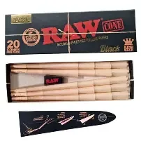 Accessories | Raw | Black King Size 20pk Cones