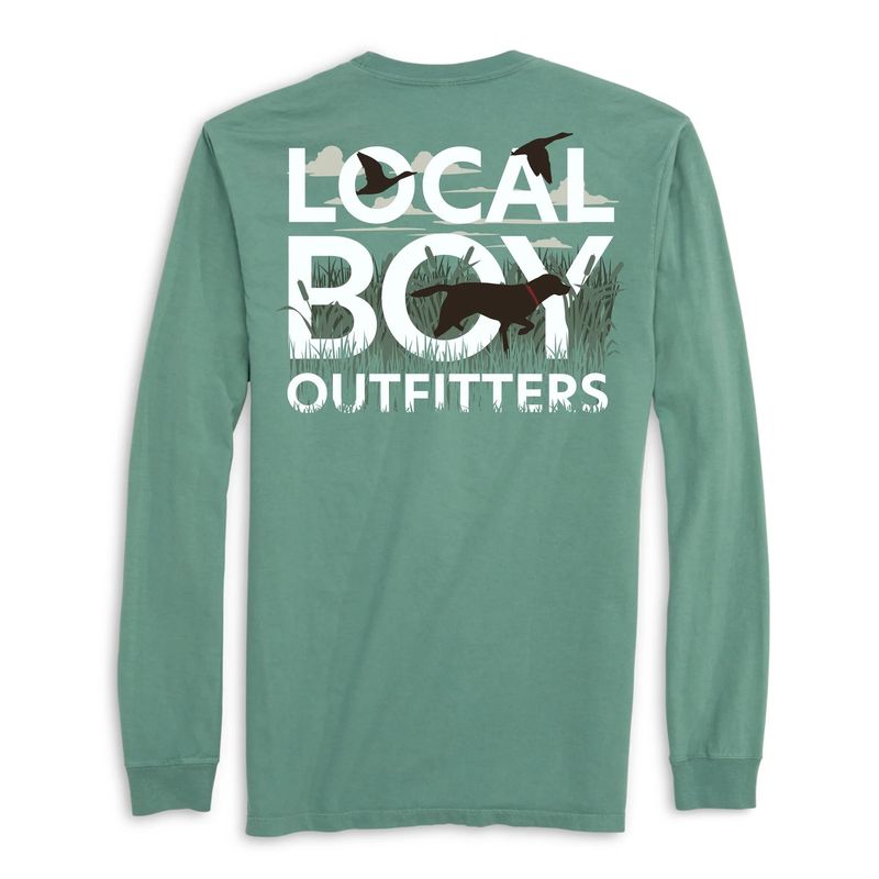 Local Boy Text and Tail Long Sleeve Tee - Light Green