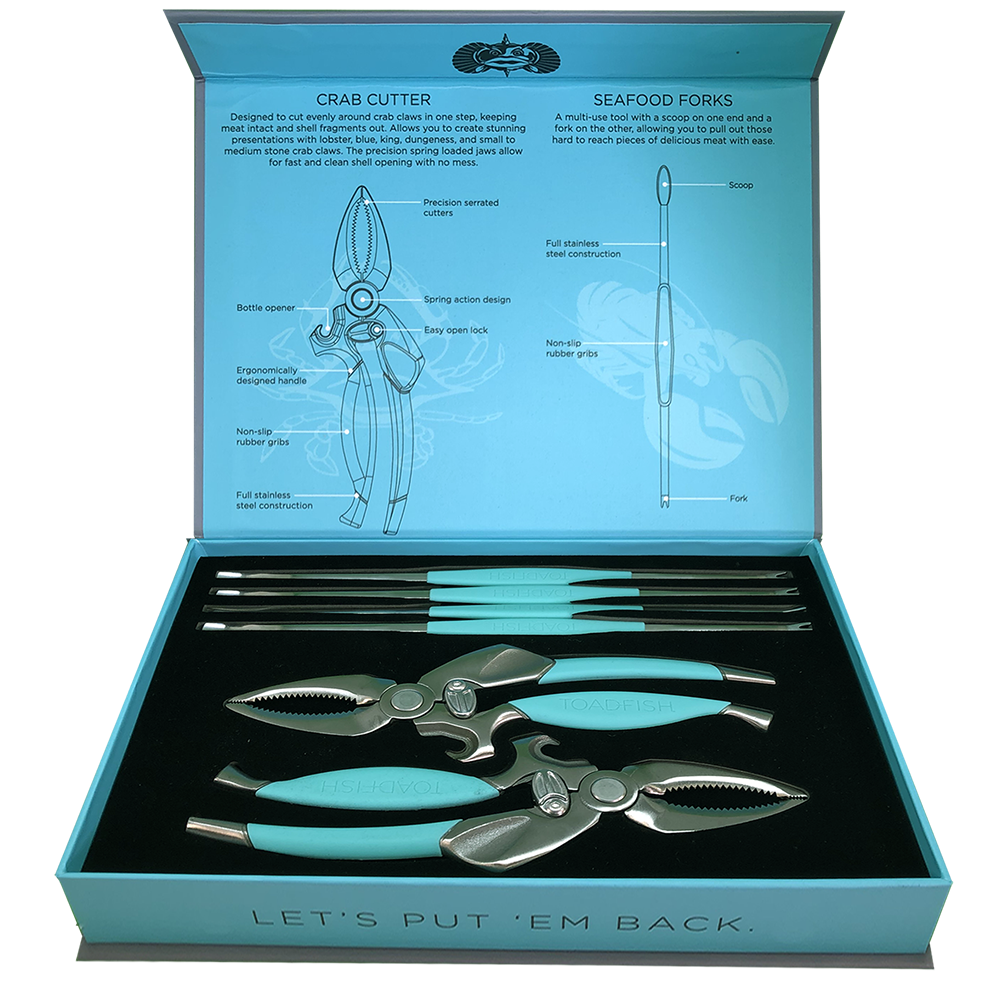 Toadfish Crab &amp; Lobster Tool Set – 2 Cutters + 4 Seafood Forks