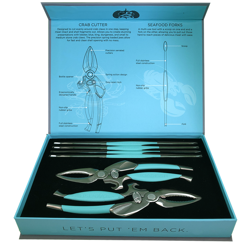 Toadfish Crab & Lobster Tool Set – 2 Cutters + 4 Seafood Forks Toadfish Crab & Lobster Tool Set – 2 Cutters + 4 Seafood Forks