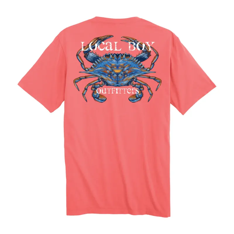 Local Boy Youth Painted Blue Crab SS Tee - Coral