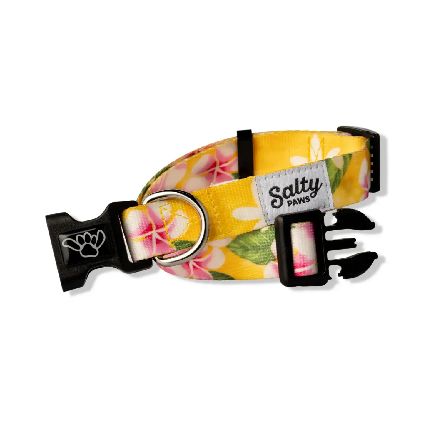 Salty Paws Hawaiian Print Dog Collar Tropical Yellow Floral From Recycled Plastic Bottles
