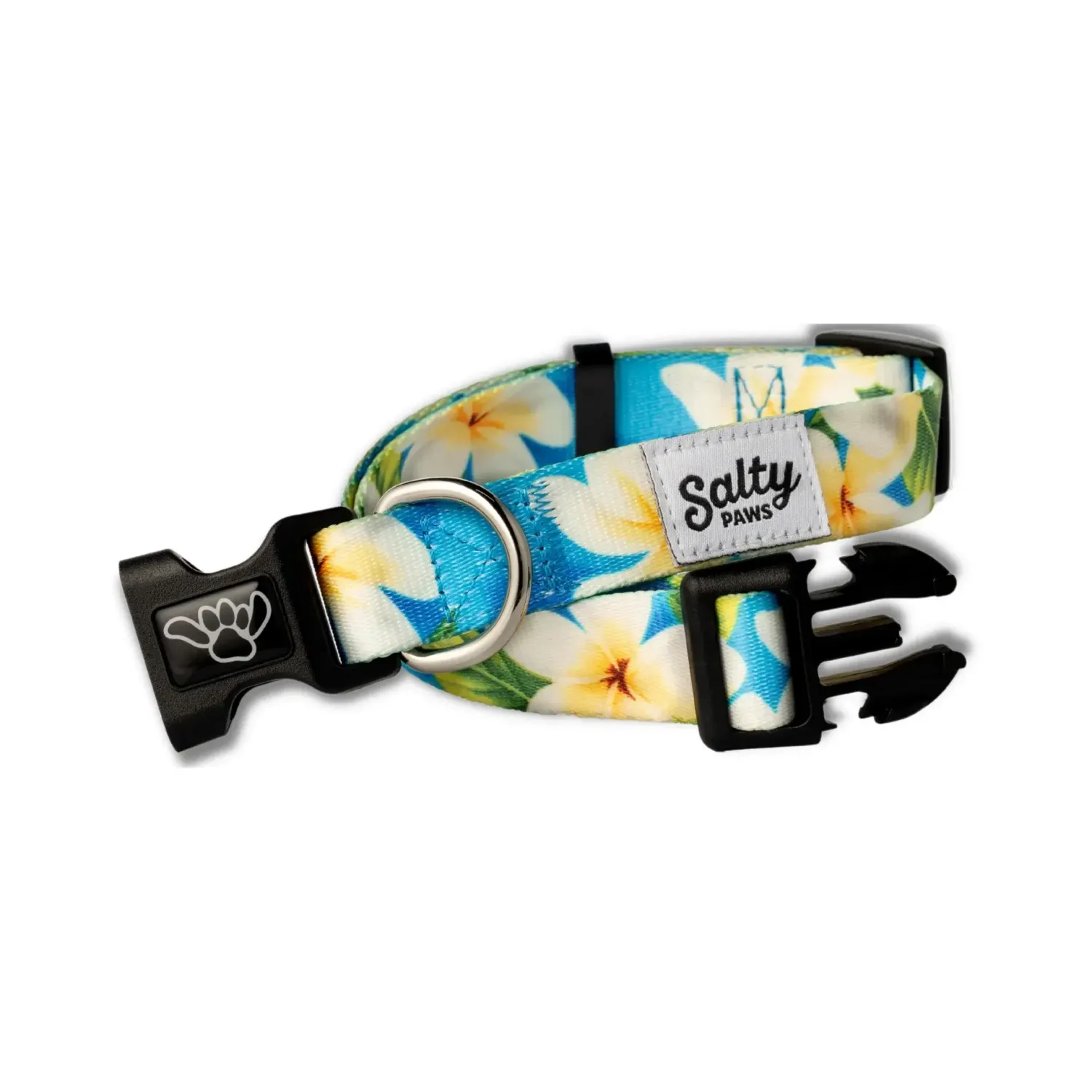 Salty Paws Blue Plumeria Tropical Dog Collar Made From Recycled Plastic Bottles