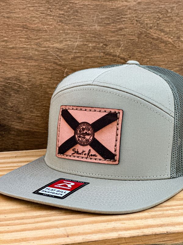 Shoot &amp; Reel - Florida Flag Patch - Flat Bill - Pale Khaki/Loden