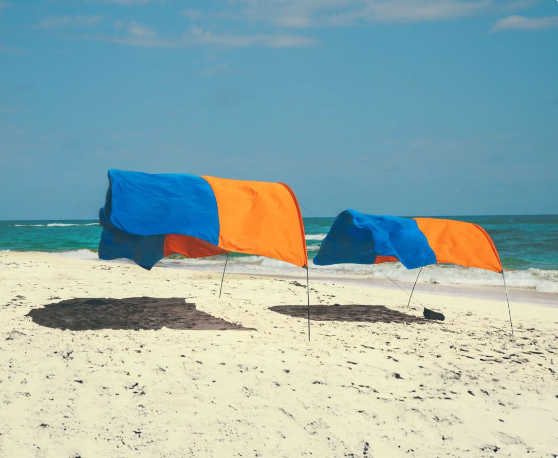 Shibumi Shade with Wind Assist - Orange and Blue