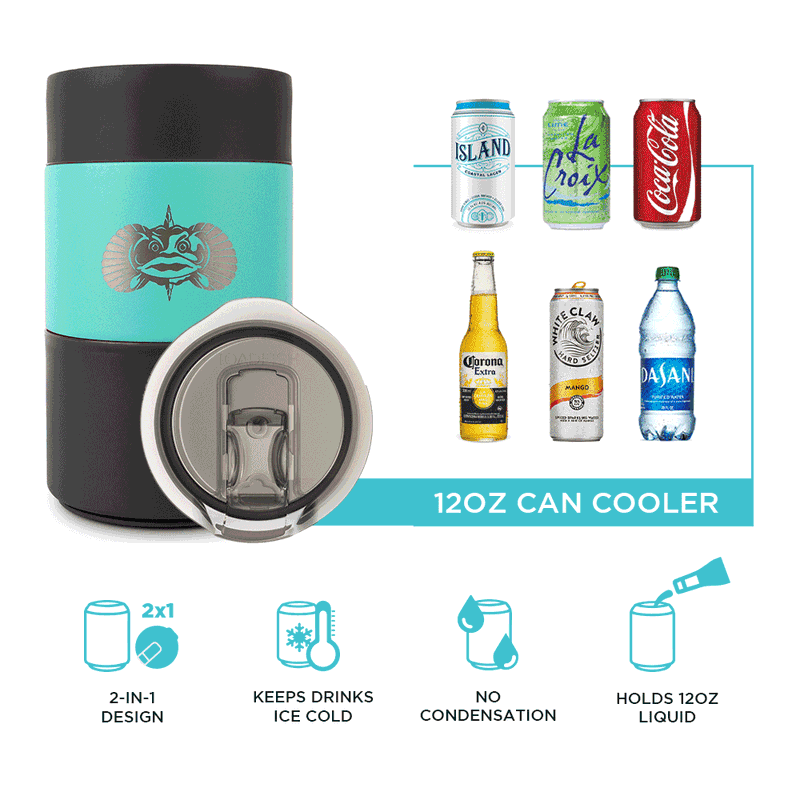 Toadfish SLIM LID Non-tipping Can Cooler -Smoke Clear