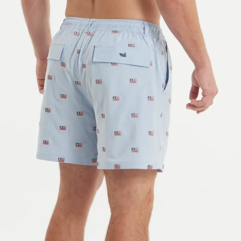 Southern Marsh SOUTHERNCLASSICS Swim Trunk - Chambray Flags - Light Blue