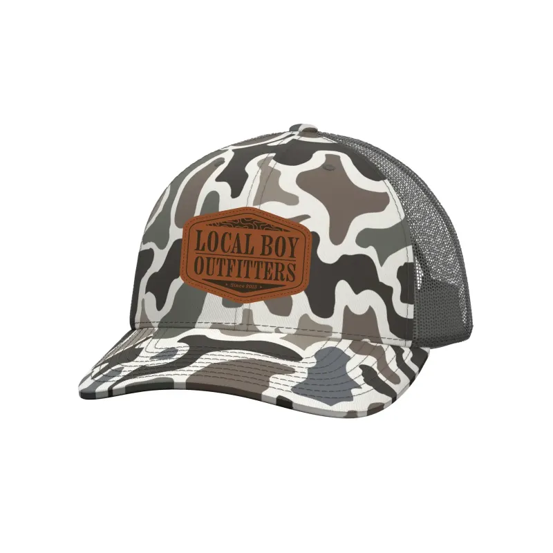 Local Boy Topo Leather Trucker Hat - Localflage