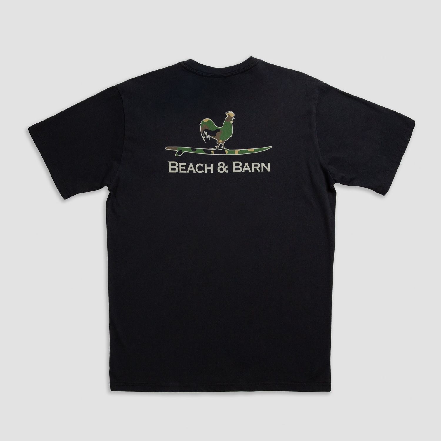 Beach and Barn Surfing Rooster Tee Shirt, Color: Black, Size: SM