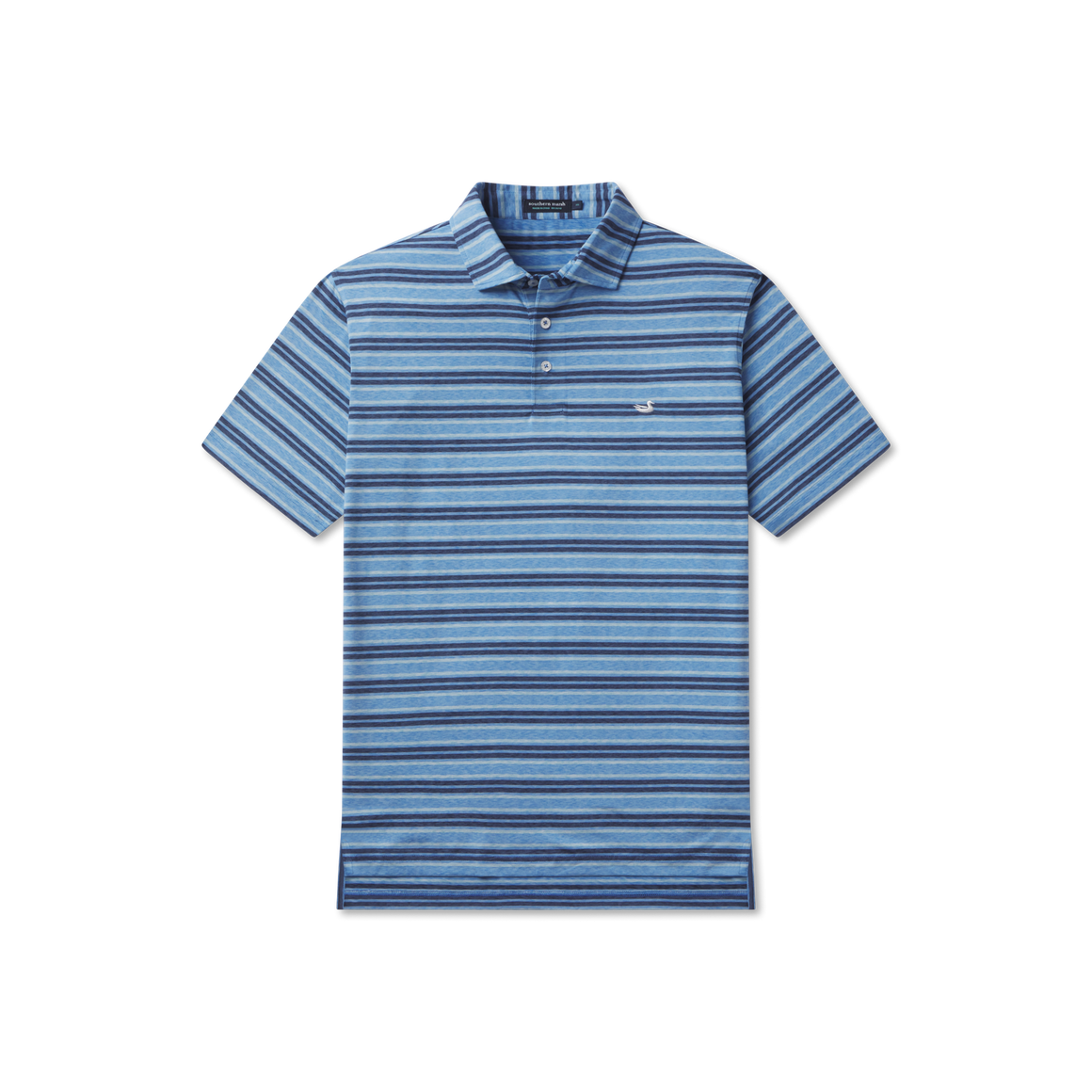 Southern Marsh Havana Performance Polo - Zapata Stripe, Color: Blue &amp; Navy, Size: SM