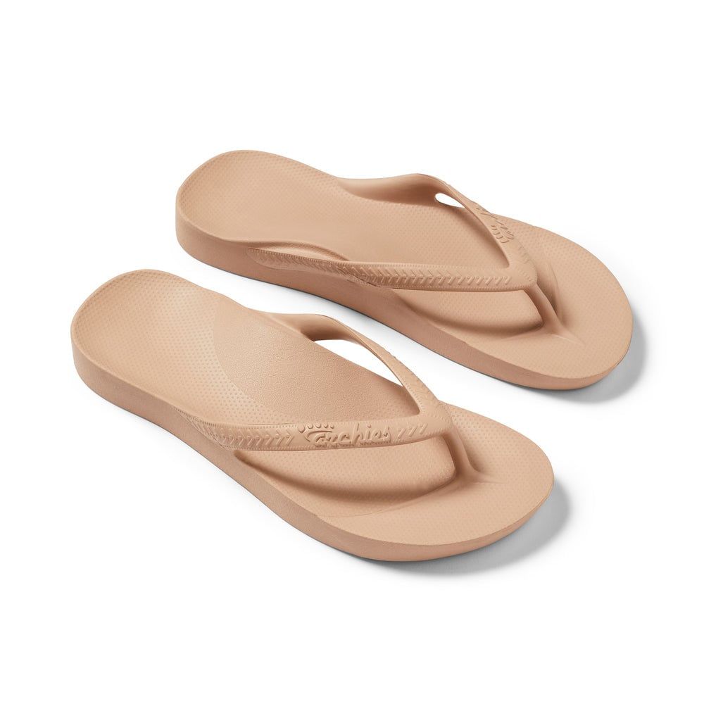 Archies  Arch Support Flip Flops, Color: Tan, Size: 6