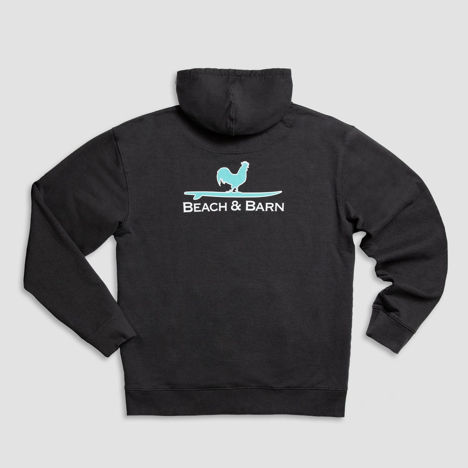 Beach and Barn Surfing Rooster Hooded Sweatshirt, Color: Charcoal Heather, Size: SM
