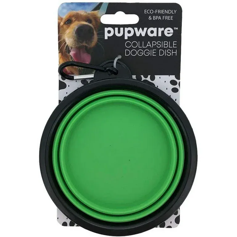 Pupware Collapsible Doggie Dish, Color: Green
