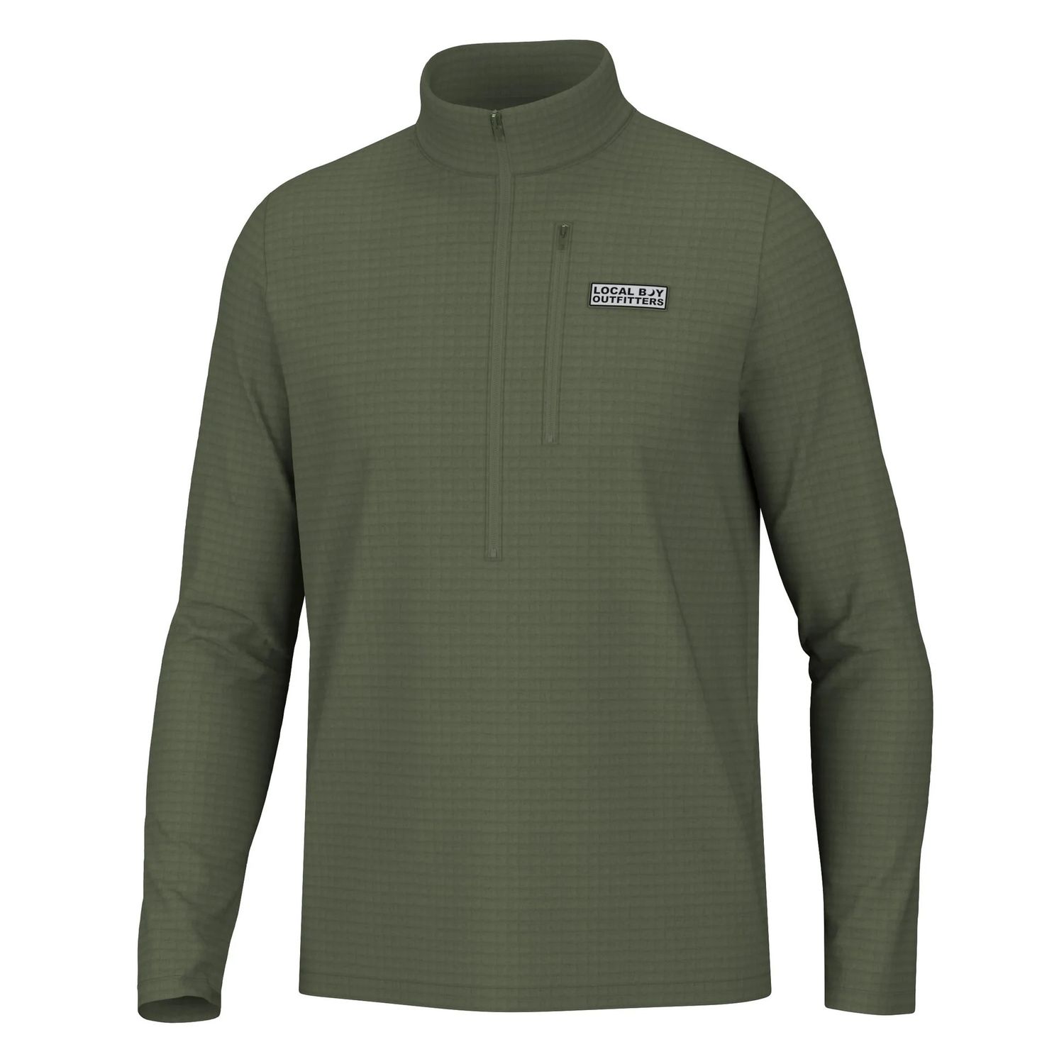 Local Boy Waffle Half Zip - Olive Green
