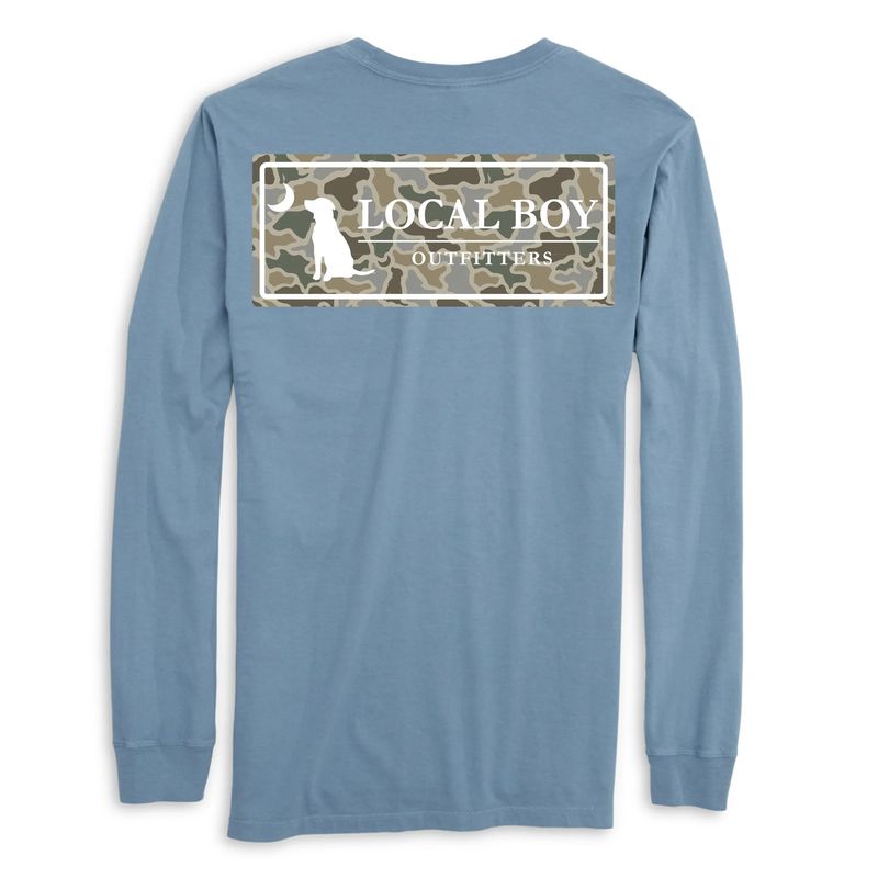 Local Boy Youth Sand Dog &amp; Moon Camo Plate LS Tee - Slate