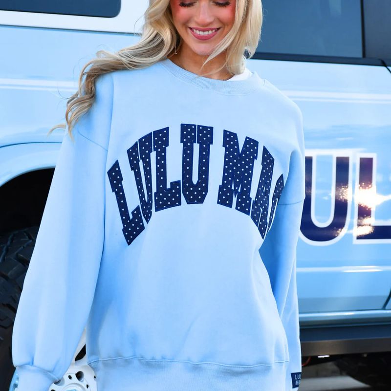 Lulu Mac Sweatshirt - Light Blue/Navy Polkadot