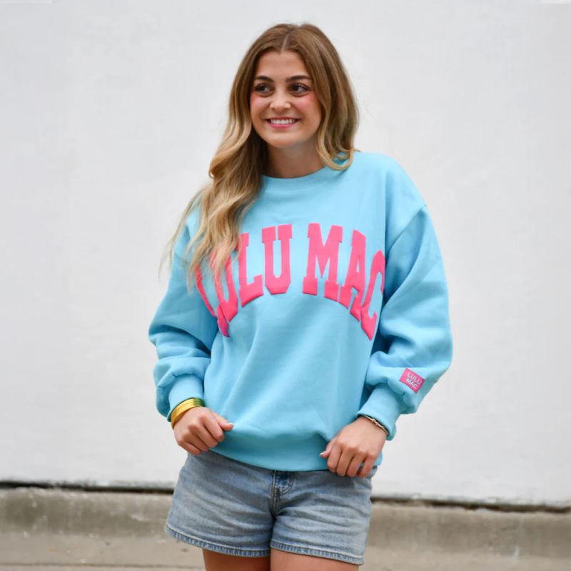 Lulu Mac Puff Sweatshirt - Blue/Hot Pink