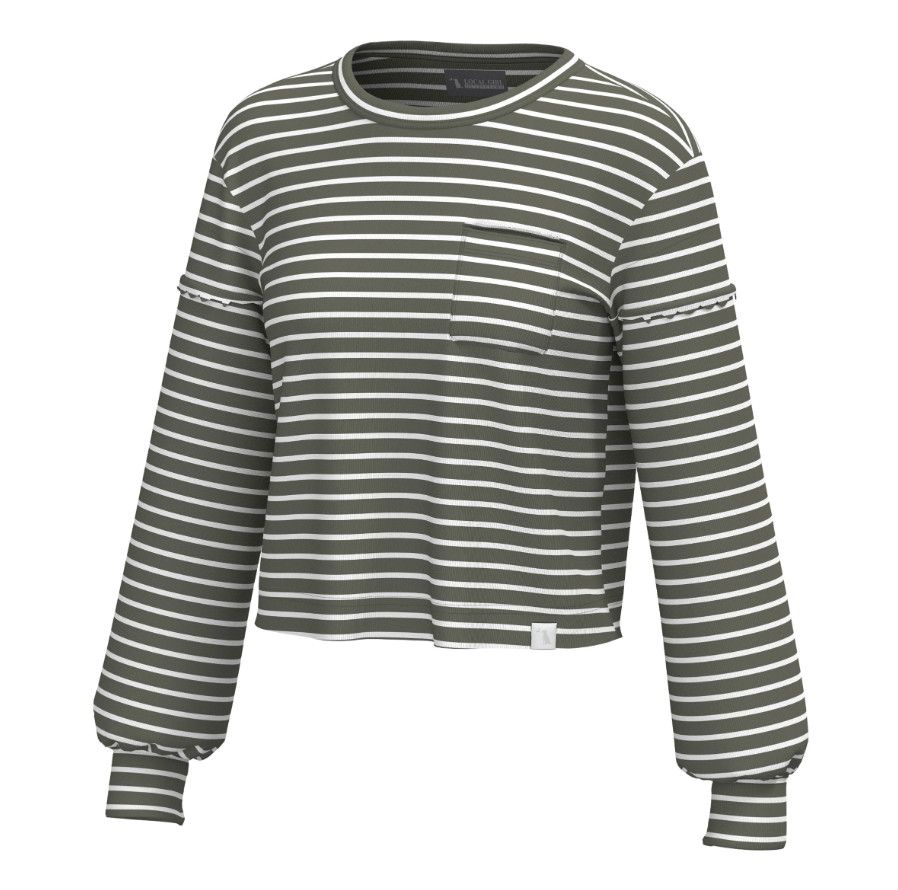 Local Girl Revive Crew - Olive Stripe