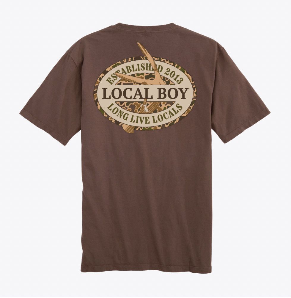 Local Boy Old School Antler Oval SS Tee - Espresso