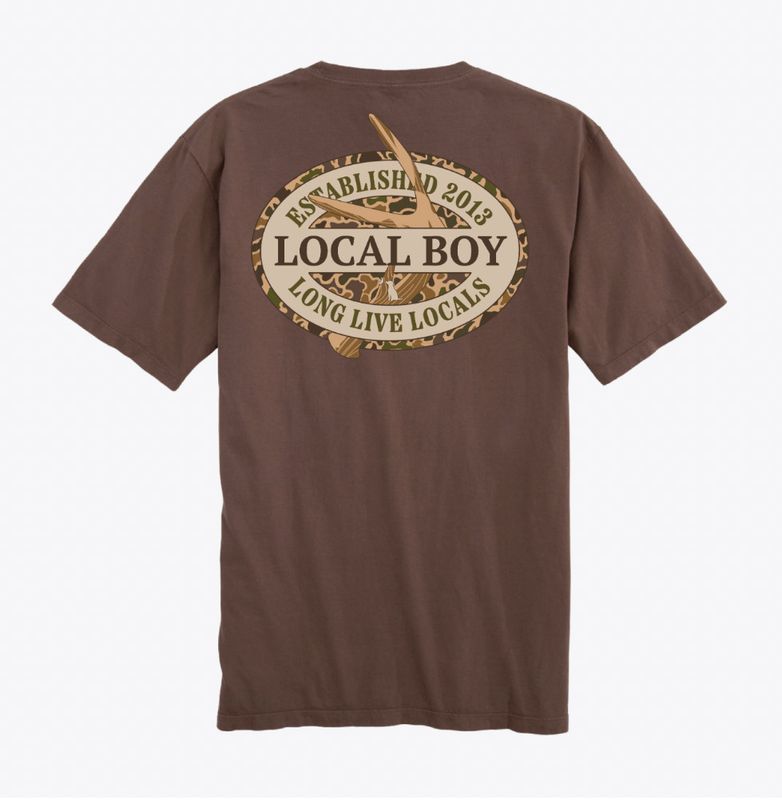 Local Boy Old School Antler Oval SS Tee - Espresso