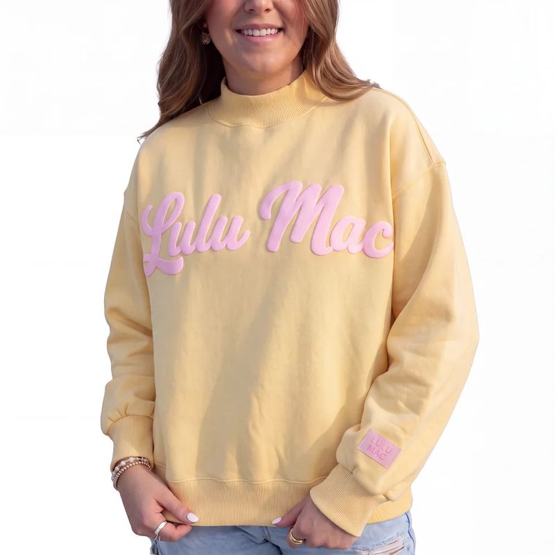Lulu Mac Script Sweatshirt - Butter/Light Pink