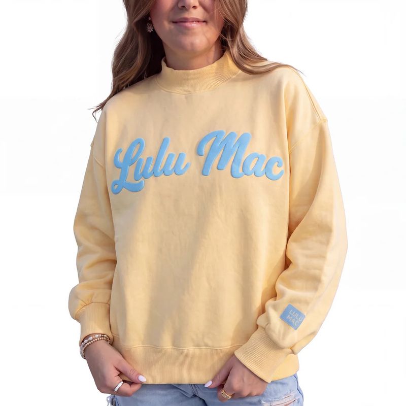 Lulu Mac Script Sweatshirt - Butter/Light Blue