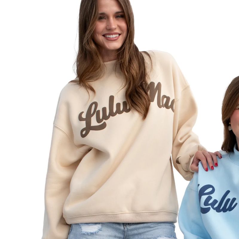 Lulu Mac Script Sweatshirt - Cream/Brown
