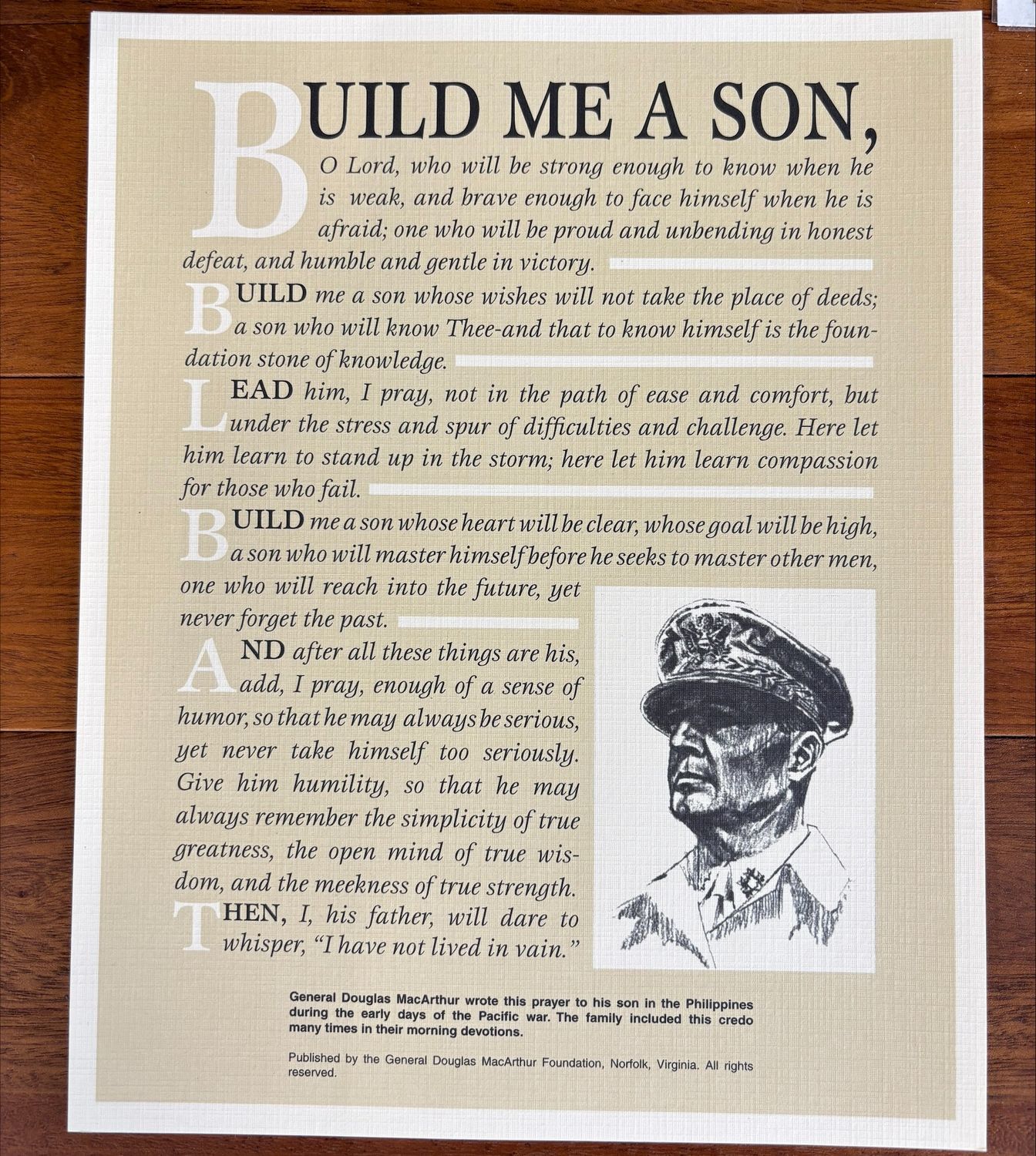"A Father's Prayer" (Build Me a Son) Poster