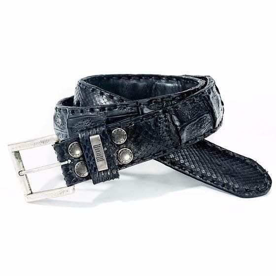 Ceinturon cuir croco et python