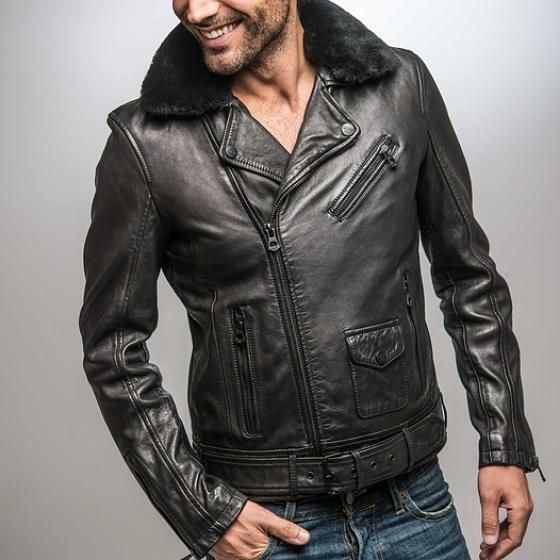 Perfecto cuir col fourrure